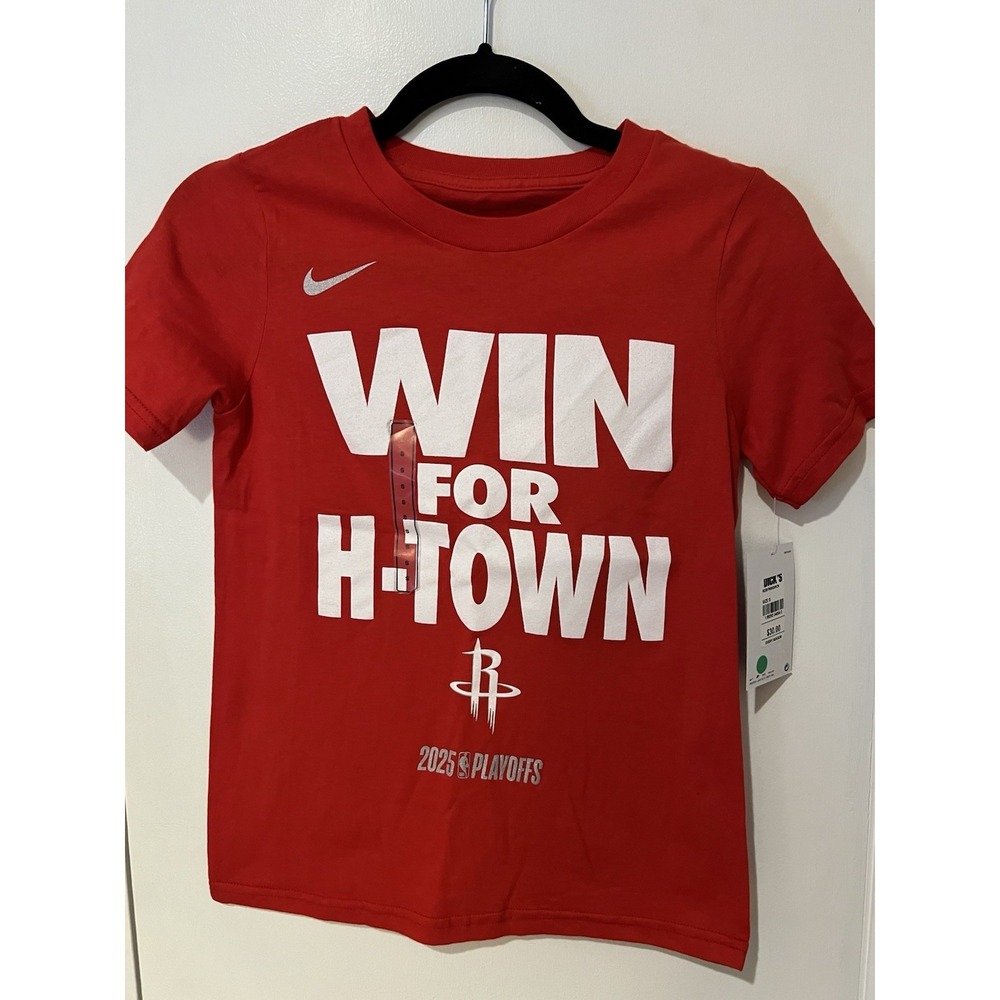 NWT Houston Rockets Nike 2025 Playoff Tshirt Size Small Youth Kids Win H-Town‎